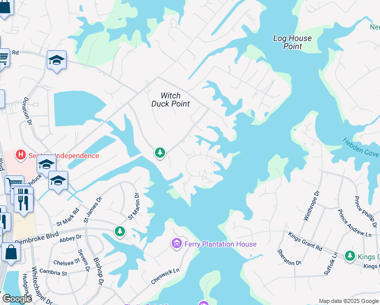 map of restaurants, bars, coffee shops, grocery stores, and more near 4044 Olde Town Trail in Virginia Beach