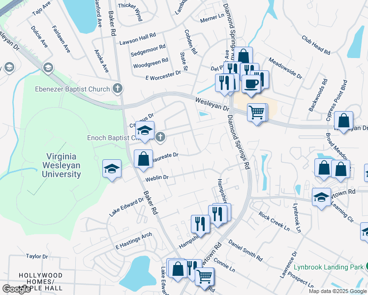 map of restaurants, bars, coffee shops, grocery stores, and more near 813 Chalk Court in Virginia Beach