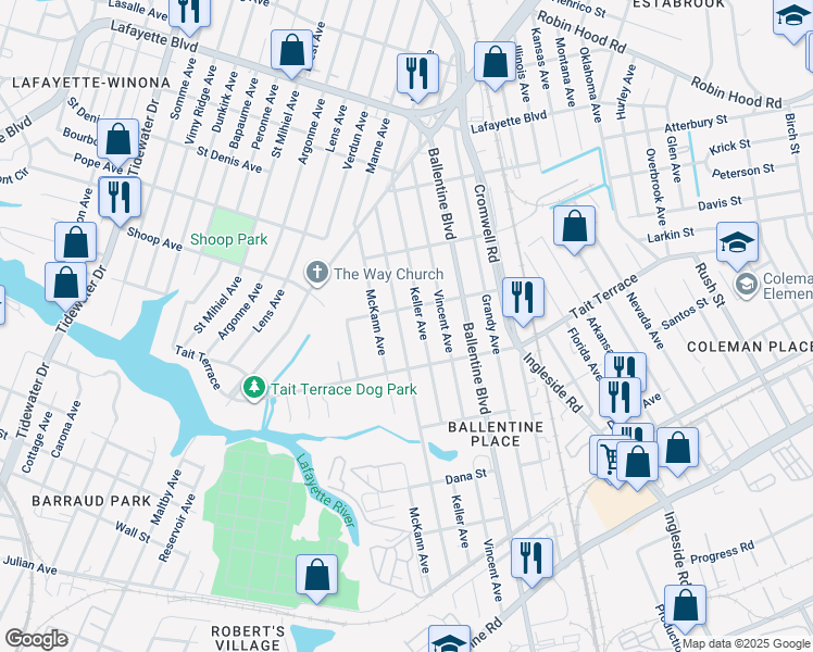 map of restaurants, bars, coffee shops, grocery stores, and more near 2638 Harrell Avenue in Norfolk