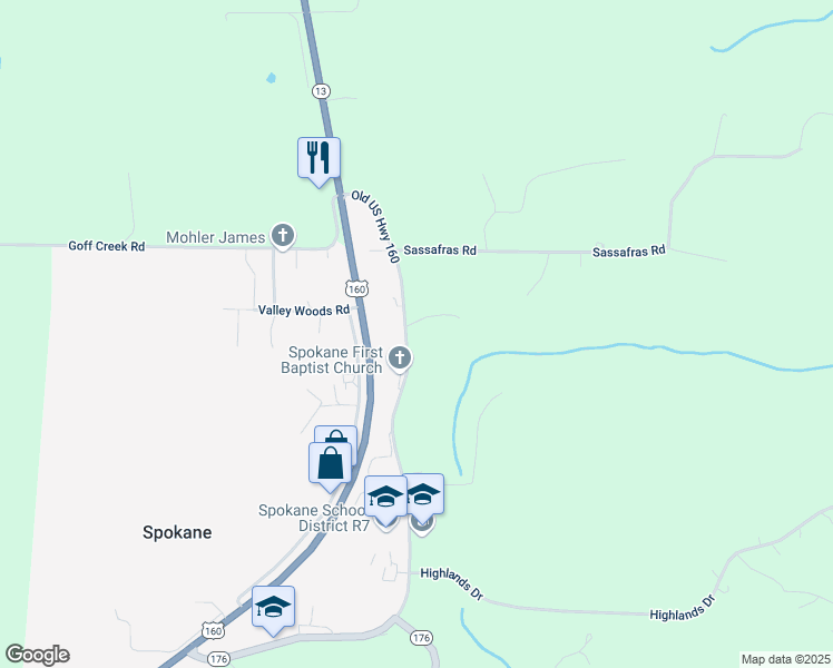 map of restaurants, bars, coffee shops, grocery stores, and more near 453-745 Spokane Rd in Spokane
