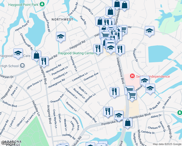 map of restaurants, bars, coffee shops, grocery stores, and more near 4716 Overman Avenue in Virginia Beach