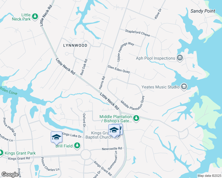 map of restaurants, bars, coffee shops, grocery stores, and more near 901 Saint Gregorys Way in Virginia Beach