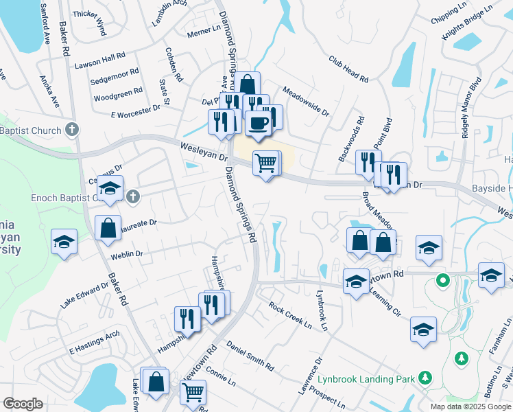 map of restaurants, bars, coffee shops, grocery stores, and more near 5452 Carbon Court in Virginia Beach