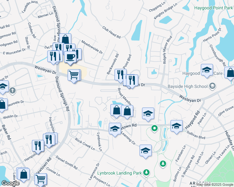 map of restaurants, bars, coffee shops, grocery stores, and more near 901 Coachman Court in Virginia Beach
