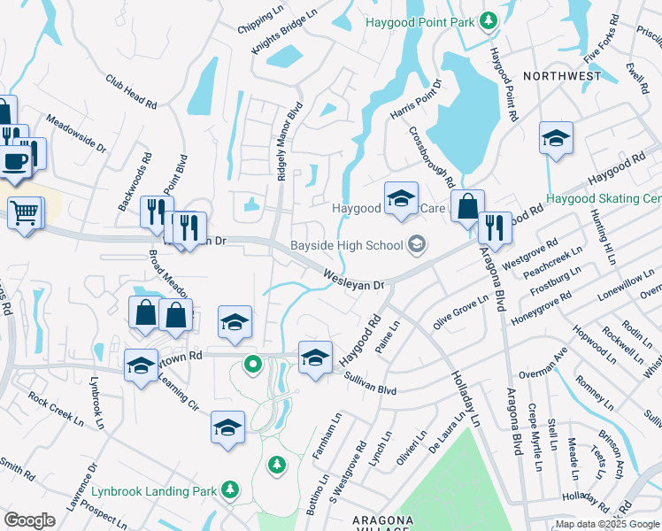 map of restaurants, bars, coffee shops, grocery stores, and more near 1013 Gamston Lane in Virginia Beach