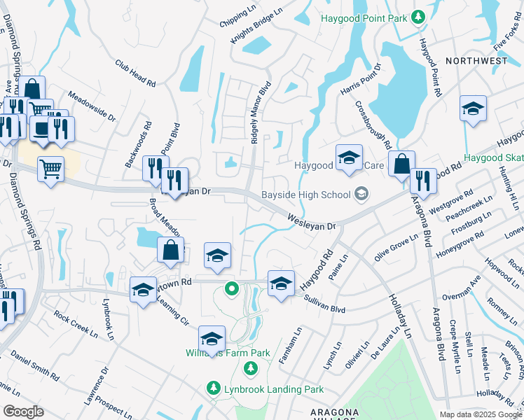 map of restaurants, bars, coffee shops, grocery stores, and more near 5212 Nuthall Drive in Virginia Beach