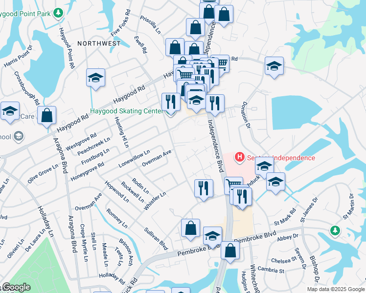 map of restaurants, bars, coffee shops, grocery stores, and more near 1000 Ferry Plantation Rd in Virginia Beach