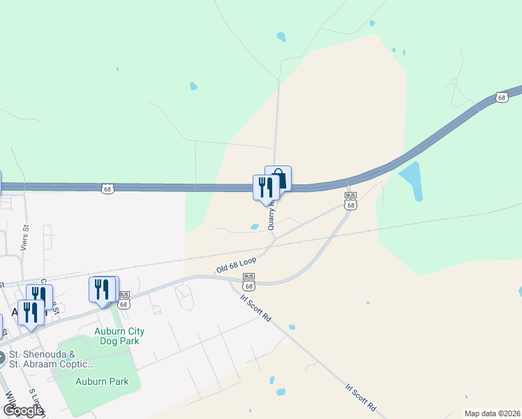 map of restaurants, bars, coffee shops, grocery stores, and more near 179-195 Quarry Road in Auburn