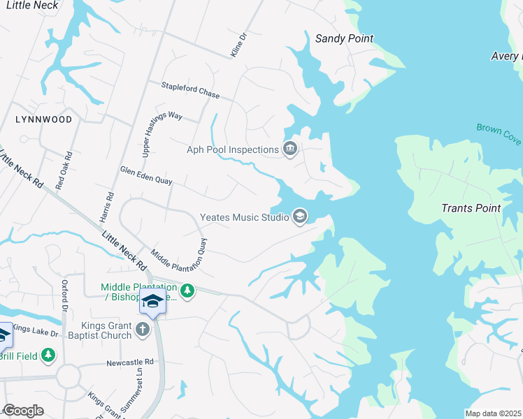 map of restaurants, bars, coffee shops, grocery stores, and more near 3300 Upper Palace Green in Virginia Beach
