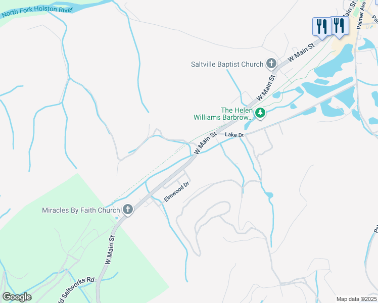 map of restaurants, bars, coffee shops, grocery stores, and more near 803 West Main Street in Saltville