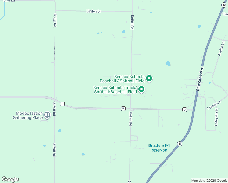 map of restaurants, bars, coffee shops, grocery stores, and more near 1450-1714 Larkin Lane in Seneca