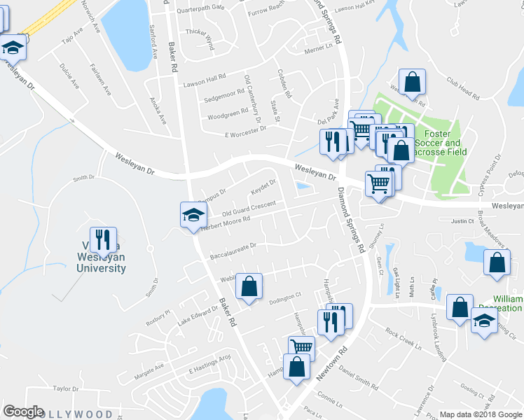 map of restaurants, bars, coffee shops, grocery stores, and more near 5533 Old Guard Crescent in Virginia Beach