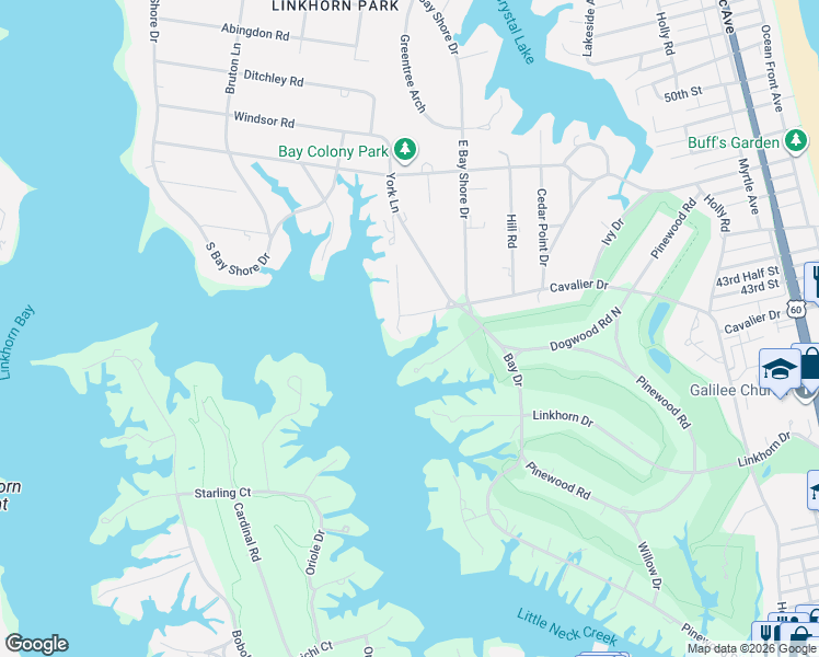 map of restaurants, bars, coffee shops, grocery stores, and more near 815 Cavalier Drive in Virginia Beach