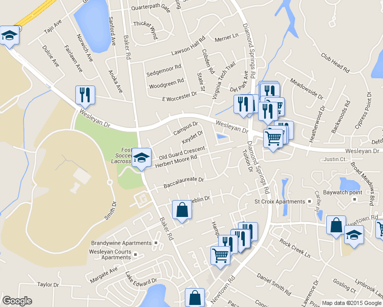 map of restaurants, bars, coffee shops, grocery stores, and more near 5569 Keydet Drive in Virginia Beach