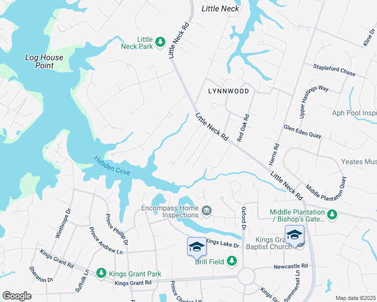 map of restaurants, bars, coffee shops, grocery stores, and more near 1024 Briarwood Point in Virginia Beach