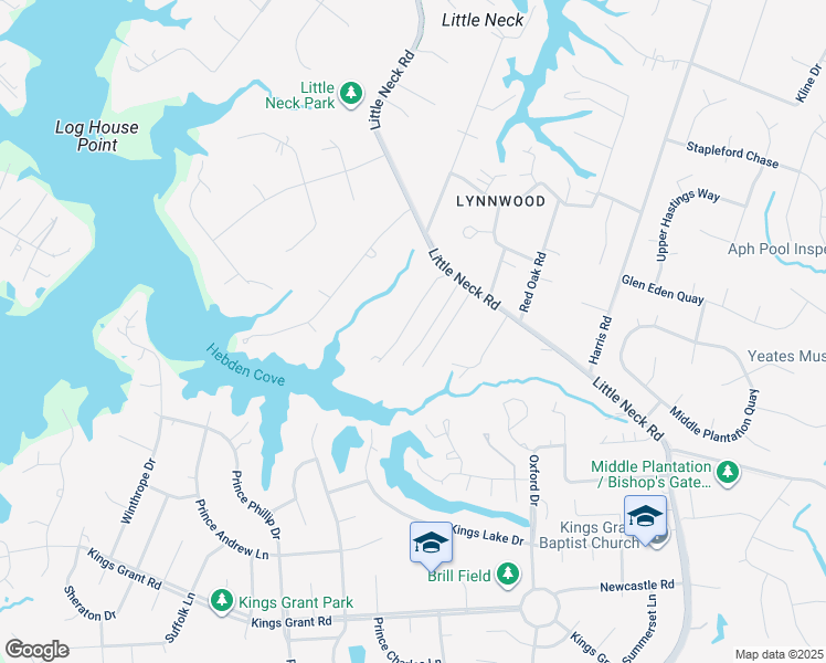 map of restaurants, bars, coffee shops, grocery stores, and more near 1024 Briarwood Point in Virginia Beach