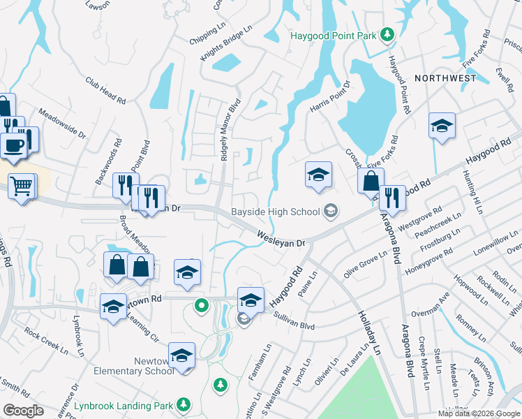 map of restaurants, bars, coffee shops, grocery stores, and more near 5232 Elston Lane in Virginia Beach