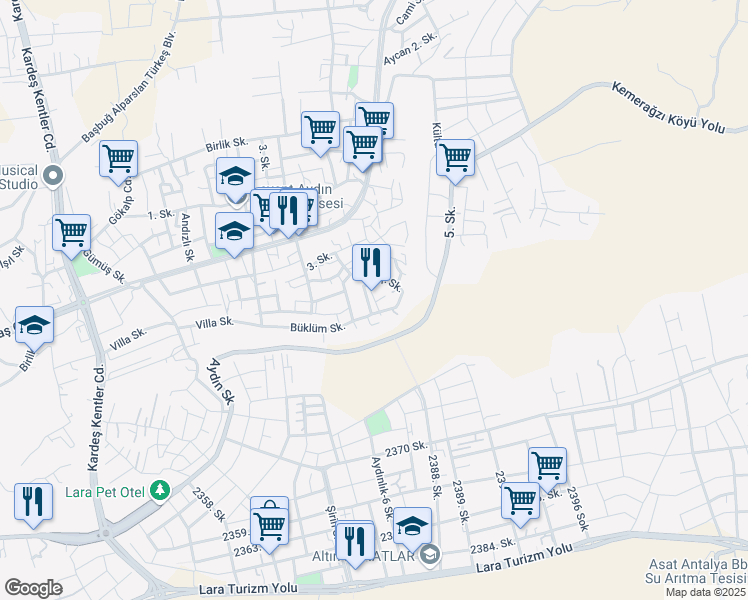 map of restaurants, bars, coffee shops, grocery stores, and more near 7. Sokak in Muratpaşa