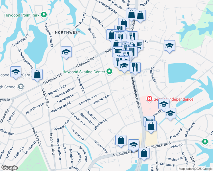 map of restaurants, bars, coffee shops, grocery stores, and more near 1017 Ferry Plantation Road in Virginia Beach