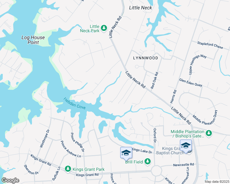 map of restaurants, bars, coffee shops, grocery stores, and more near 1025 Briarwood Point in Virginia Beach