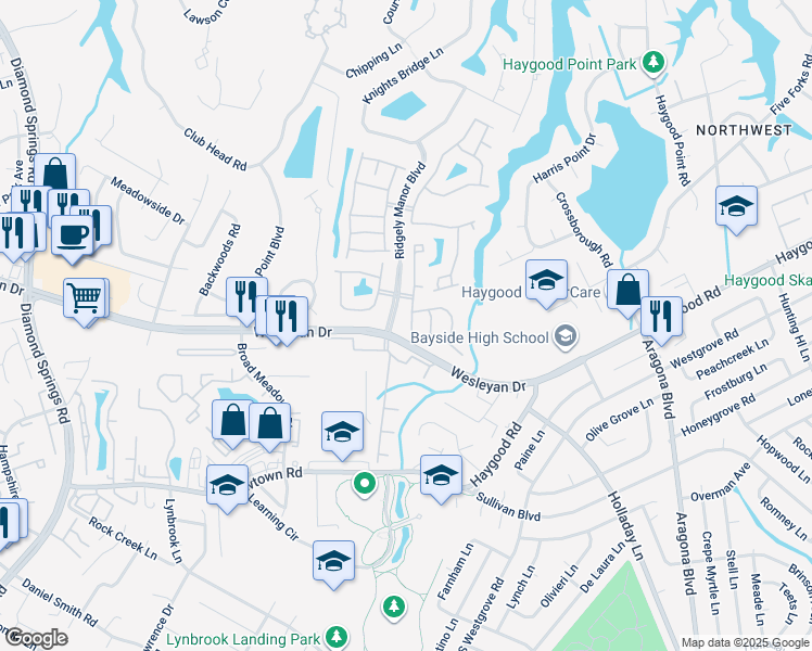 map of restaurants, bars, coffee shops, grocery stores, and more near 1000 Farrcroft Way in Virginia Beach