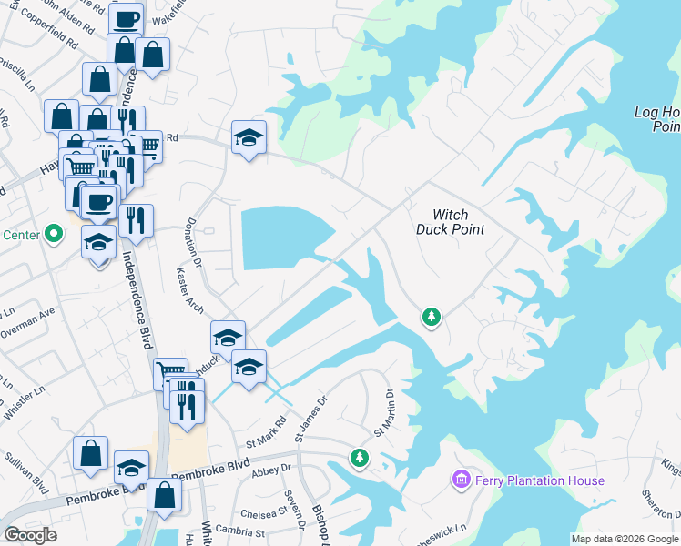 map of restaurants, bars, coffee shops, grocery stores, and more near 4333 North Witchduck Road in Virginia Beach