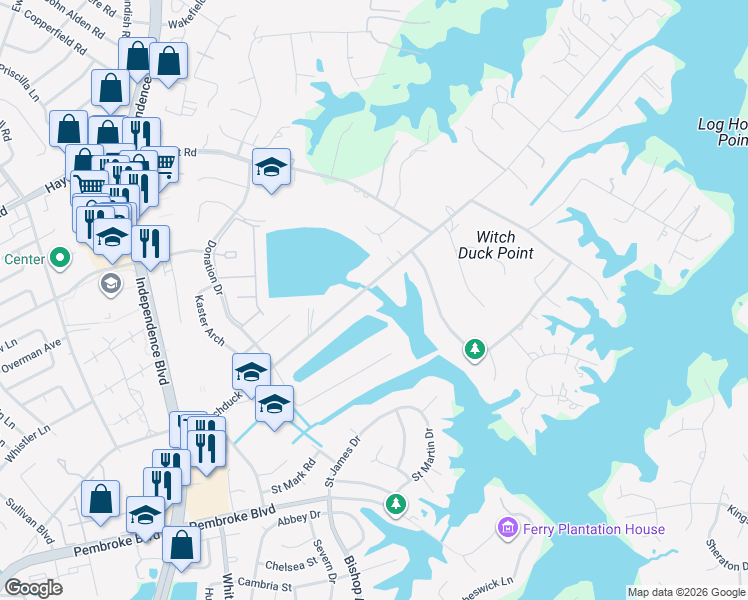 map of restaurants, bars, coffee shops, grocery stores, and more near 4333 North Witchduck Road in Virginia Beach