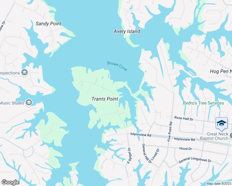 map of restaurants, bars, coffee shops, grocery stores, and more near 1196 North Inlynnview Road in Virginia Beach