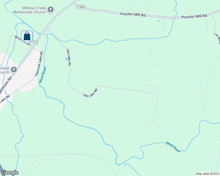 map of restaurants, bars, coffee shops, grocery stores, and more near Old Lake Road in Logan County