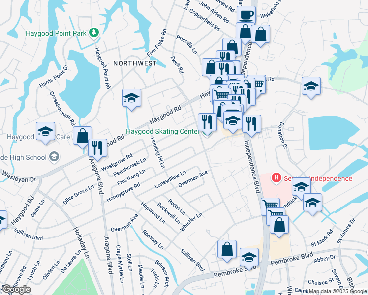 map of restaurants, bars, coffee shops, grocery stores, and more near 4737 Quinwood Lane in Virginia Beach