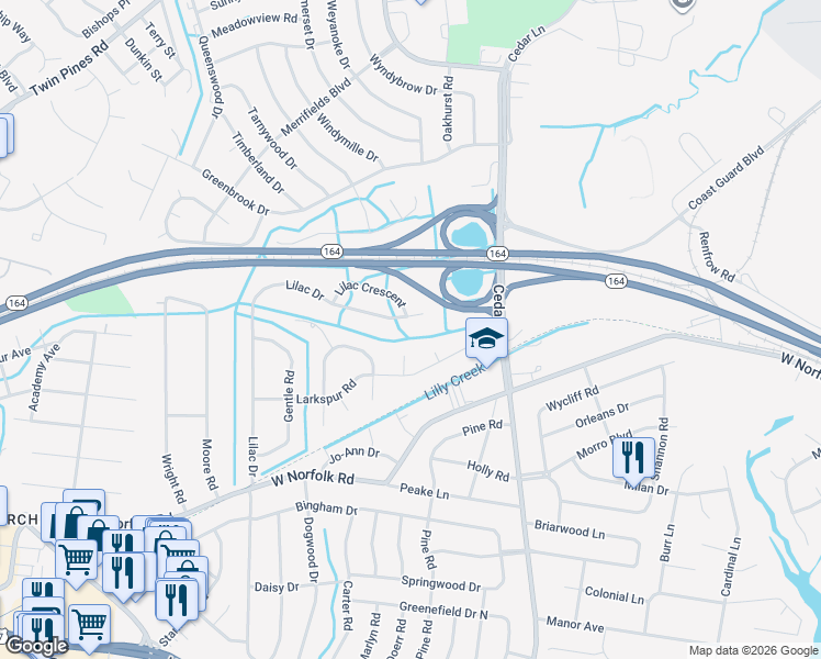 map of restaurants, bars, coffee shops, grocery stores, and more near 5 Herbert Court in Portsmouth