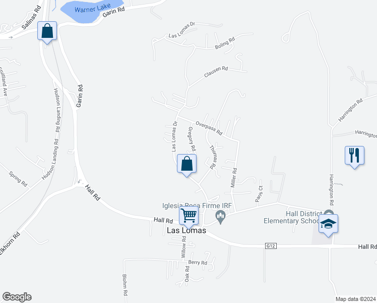 map of restaurants, bars, coffee shops, grocery stores, and more near 108 Las Lomas Drive in Watsonville