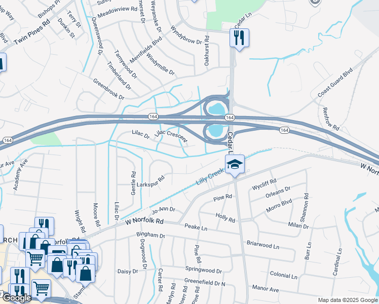 map of restaurants, bars, coffee shops, grocery stores, and more near 5 Herbert Court in Portsmouth