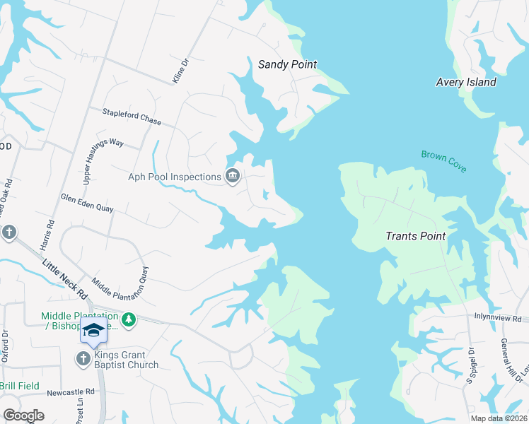 map of restaurants, bars, coffee shops, grocery stores, and more near 913 Enfield Chase in Virginia Beach