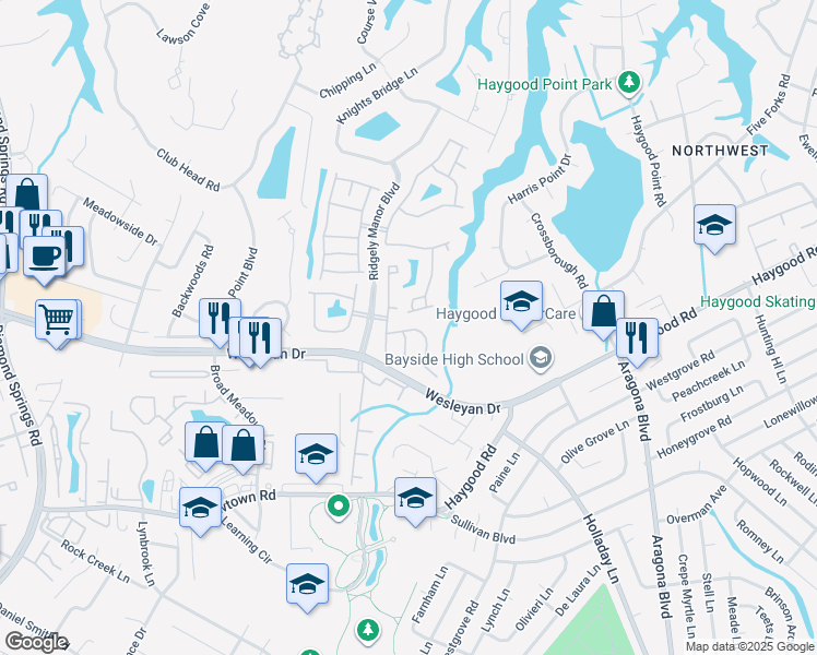 map of restaurants, bars, coffee shops, grocery stores, and more near 5208 Fulwood Court in Virginia Beach