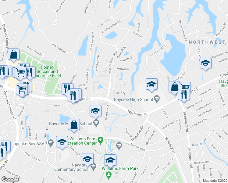 map of restaurants, bars, coffee shops, grocery stores, and more near 1060 Farrcroft Way in Virginia Beach