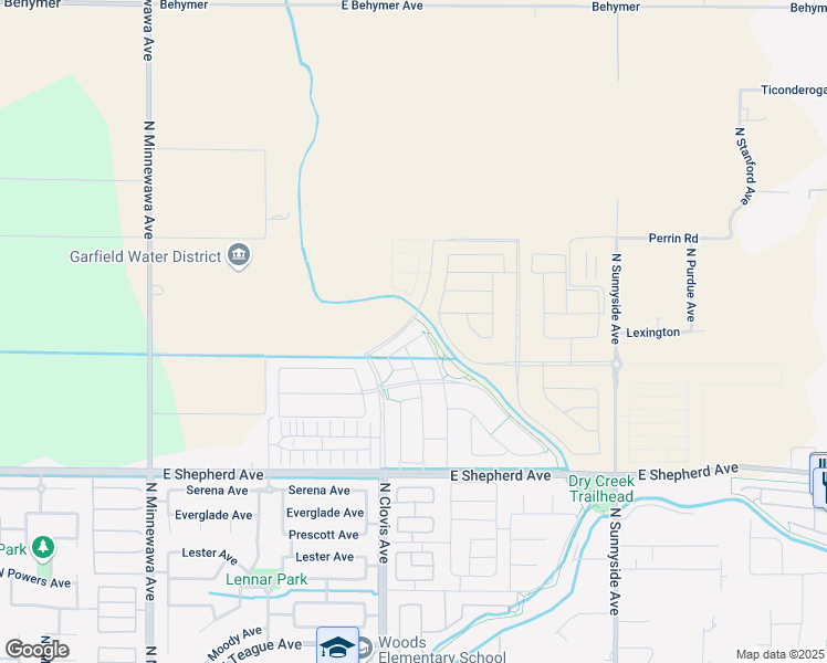 map of restaurants, bars, coffee shops, grocery stores, and more near 4648 East Shepherd Avenue in Clovis