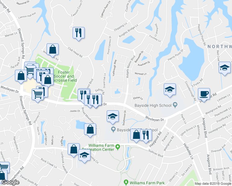 map of restaurants, bars, coffee shops, grocery stores, and more near 5344 Charmont Court in Virginia Beach