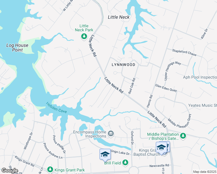map of restaurants, bars, coffee shops, grocery stores, and more near 1048 Briarwood Point in Virginia Beach