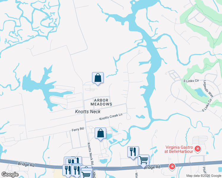 map of restaurants, bars, coffee shops, grocery stores, and more near 6024 Vineyard Lane in Suffolk