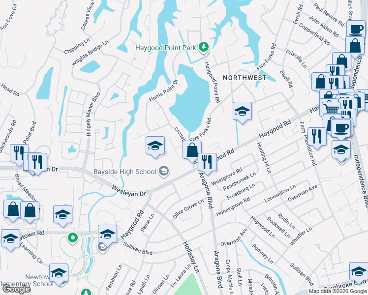 map of restaurants, bars, coffee shops, grocery stores, and more near 797 Chippendale Drive in Virginia Beach