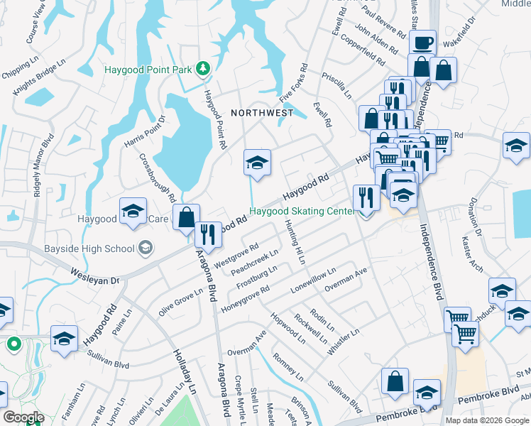 map of restaurants, bars, coffee shops, grocery stores, and more near 4809 Haygood Road in Virginia Beach