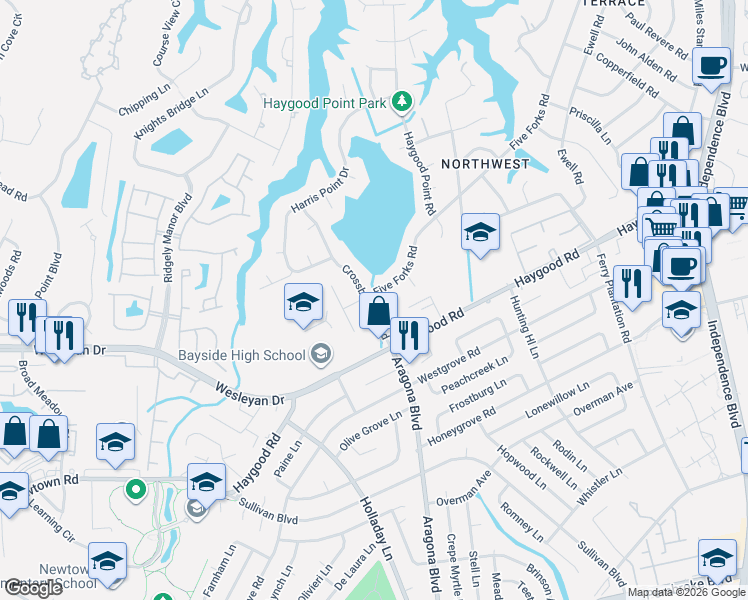 map of restaurants, bars, coffee shops, grocery stores, and more near 797 Chippendale Drive in Virginia Beach