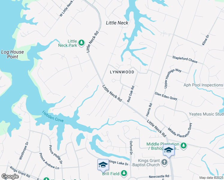 map of restaurants, bars, coffee shops, grocery stores, and more near 1122 Little Neck Road in Virginia Beach