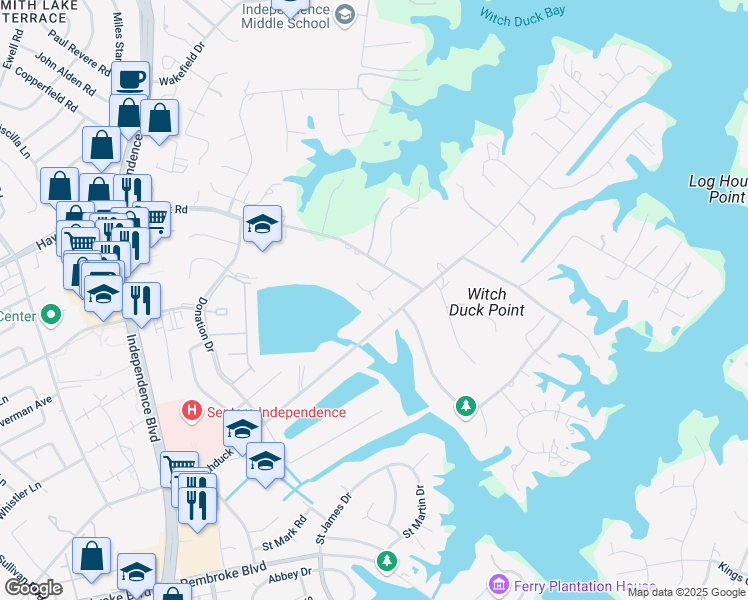 map of restaurants, bars, coffee shops, grocery stores, and more near 4316 North Witchduck Road in Virginia Beach