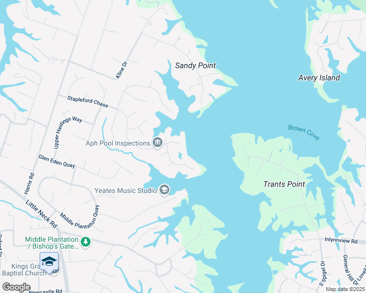 map of restaurants, bars, coffee shops, grocery stores, and more near 3201 Stapleford Chase in Virginia Beach