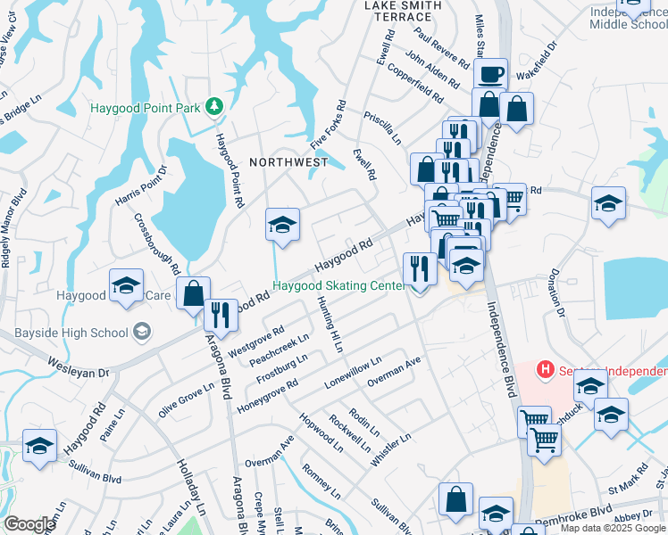 map of restaurants, bars, coffee shops, grocery stores, and more near 4796 Haygood Road in Virginia Beach