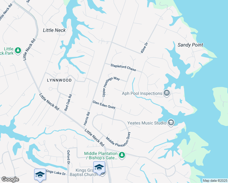 map of restaurants, bars, coffee shops, grocery stores, and more near 3329 Regent Park Walk in Virginia Beach