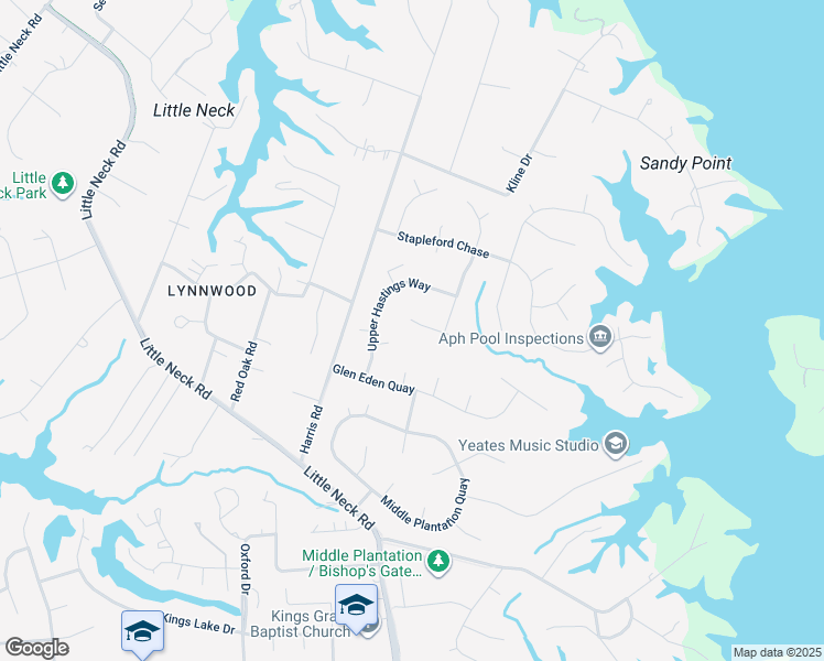 map of restaurants, bars, coffee shops, grocery stores, and more near 3329 Regent Park Walk in Virginia Beach
