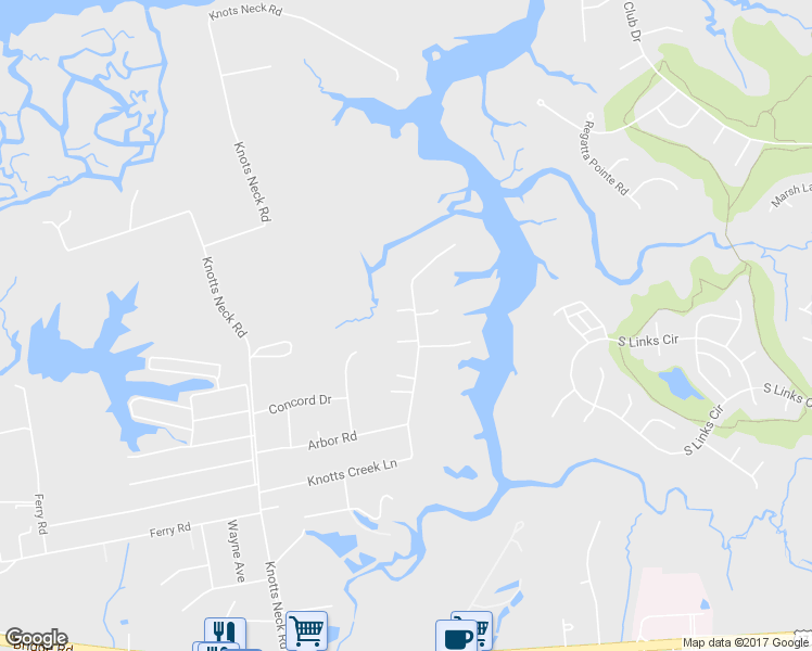map of restaurants, bars, coffee shops, grocery stores, and more near 6113 Knotts Creek Lane in Suffolk
